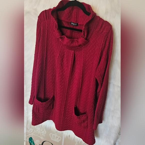 Fresh FX Vintage Y2K Cranberry Cowl Neck Pocketed Sweater Dress - Picture 2 of 7